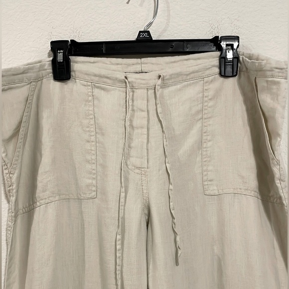 Venus Women Linen Pants Large Tan Khaki Coastal Grandma Preppy  Contemporary - Picture 6 of 14